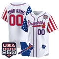 Custom Atlanta Braves America 250 Edition Vapor Premier Limited White Fedasgoge Stitched Jerseys