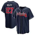 Atlanta Braves #27 Austin Riley Navy FOULKSSHOP Alternate Replica Jersey