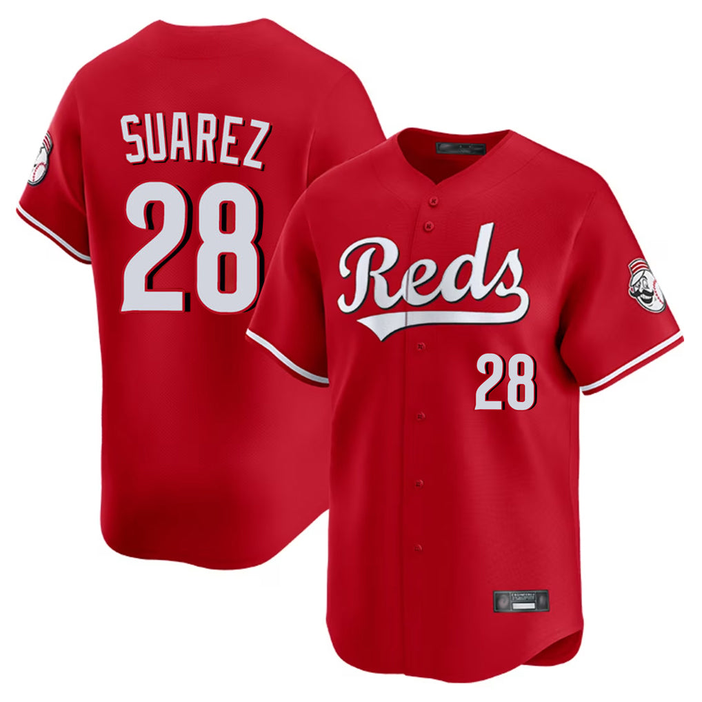 Cincinnati Reds #28 Eugenio Su¨¢rez Player Red Fedasgoge Home Limited Stitched Jerseys
