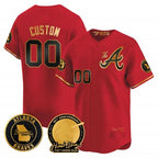 Custom Atlanta Braves Hank Aaron 715th Home Run Patch Vapor Premier Limited Jersey V2 ¨C Red Glod Fedasgoge