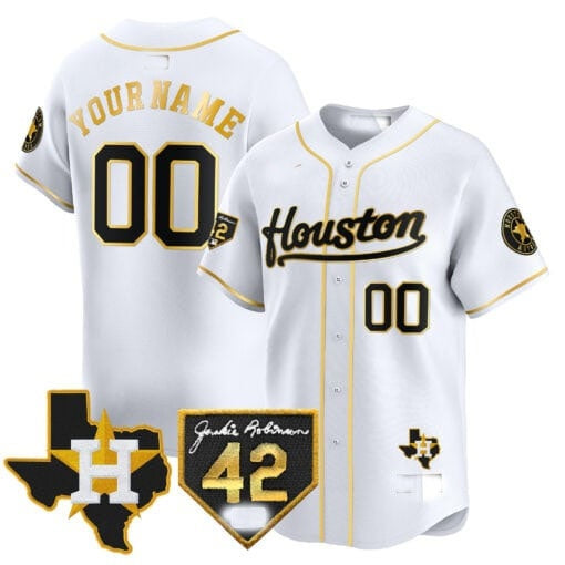 Custom Houston Astros 2024 Jackie Robinson Patch Vapor Premier Limited Jersey ¨C White Fedasgoge