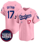Los Angeles Dodgers #17 Shohei Ohtani Pink Fedasgoge 2025 Tokyo Series Limited Stitched Jersey