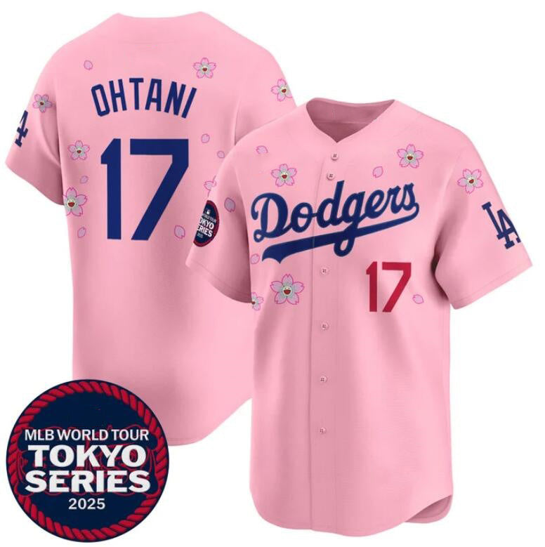 Los Angeles Dodgers #17 Shohei Ohtani Pink Fedasgoge 2025 Tokyo Series Limited Stitched Jersey