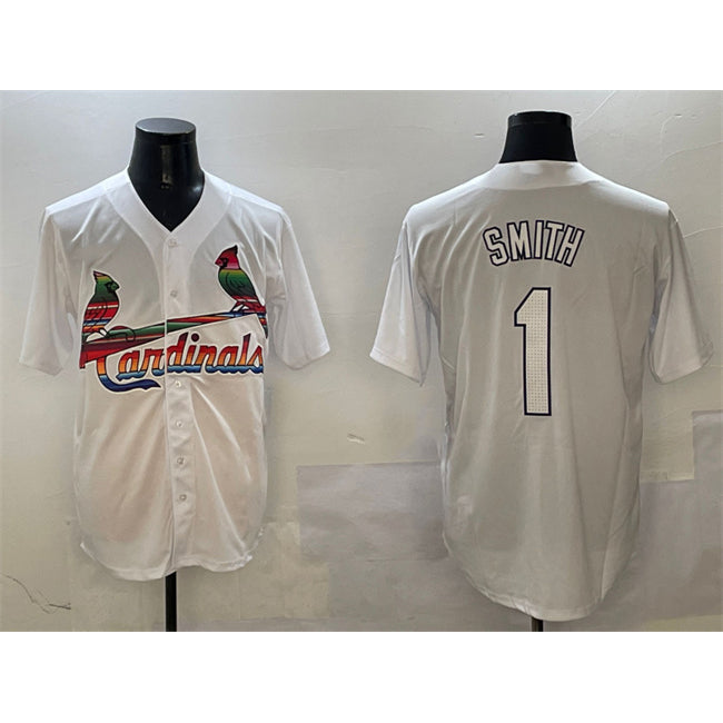 St. Louis Cardinals #1 Ozzie Smith White Fedasgoge Cool Base Stitched Jersey