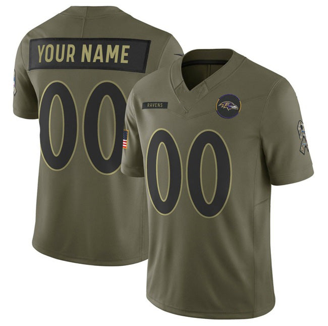 Custom B.Ravens Active Player Olive Fedasgoge 2025 F.U.S.E. Salute to Service Limited Jersey