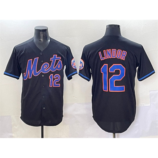 New York Mets #12 Francisco Lindor Black Fedasgoge Alternate Limited Stitched Jersey