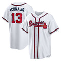 Atlanta Braves #13 Ronald Acuna Jr. White FOULKSSHOP Home Replica Player Name Jersey