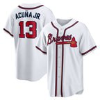 Atlanta Braves #13 Ronald Acuna Jr. White FOULKSSHOP Home Replica Player Name Jersey