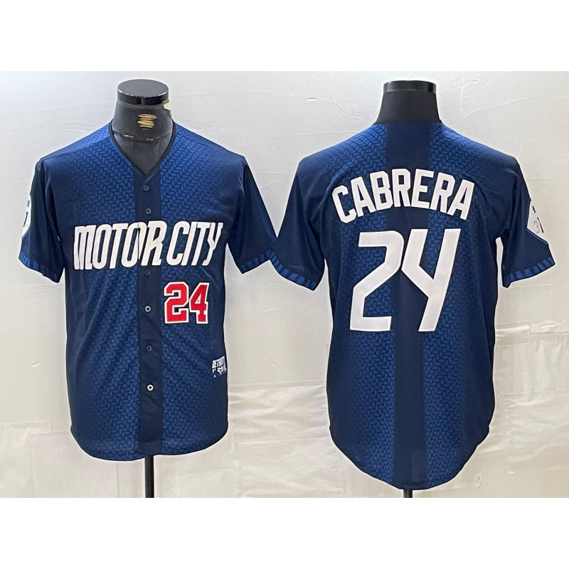 Detroit Tigers #24 Miguel Cabrera Number Navy Fedasgoge 2024 City Connect Cool Base Limited Stitched Jersey
