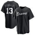 Atlanta Braves #13 Ronald Acuna Jr. Black FOULKSSHOP Lights Out Limited Stitched Jersey