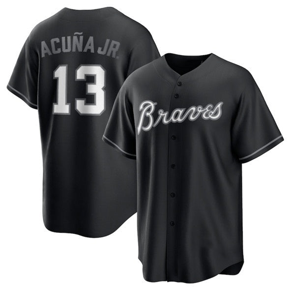 Atlanta Braves #13 Ronald Acuna Jr. Black FOULKSSHOP Lights Out Limited Stitched Jersey
