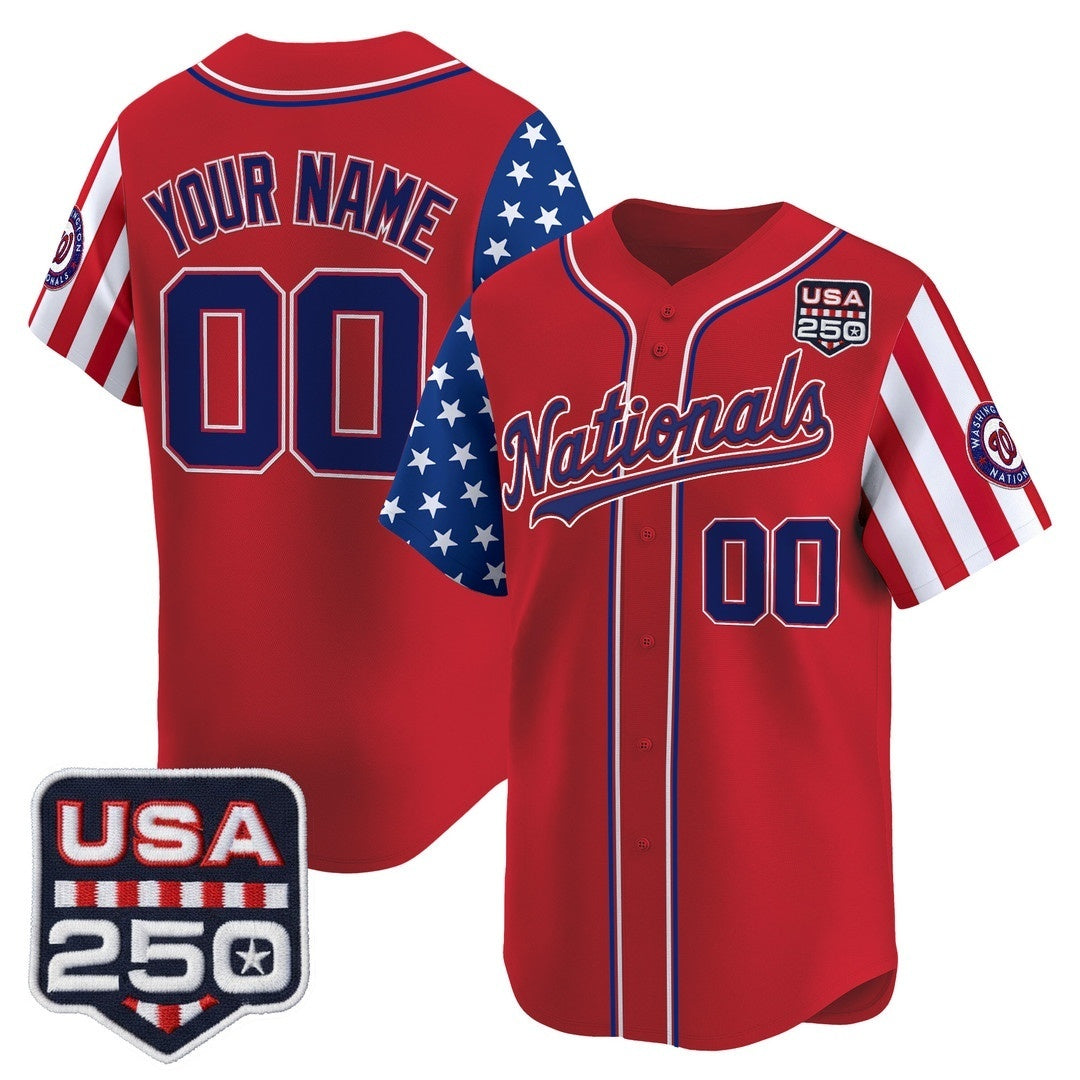 Custom Washington Nationals America 250 Edition Vapor Premier Limited Red Fedasgoge Stitched Jerseys