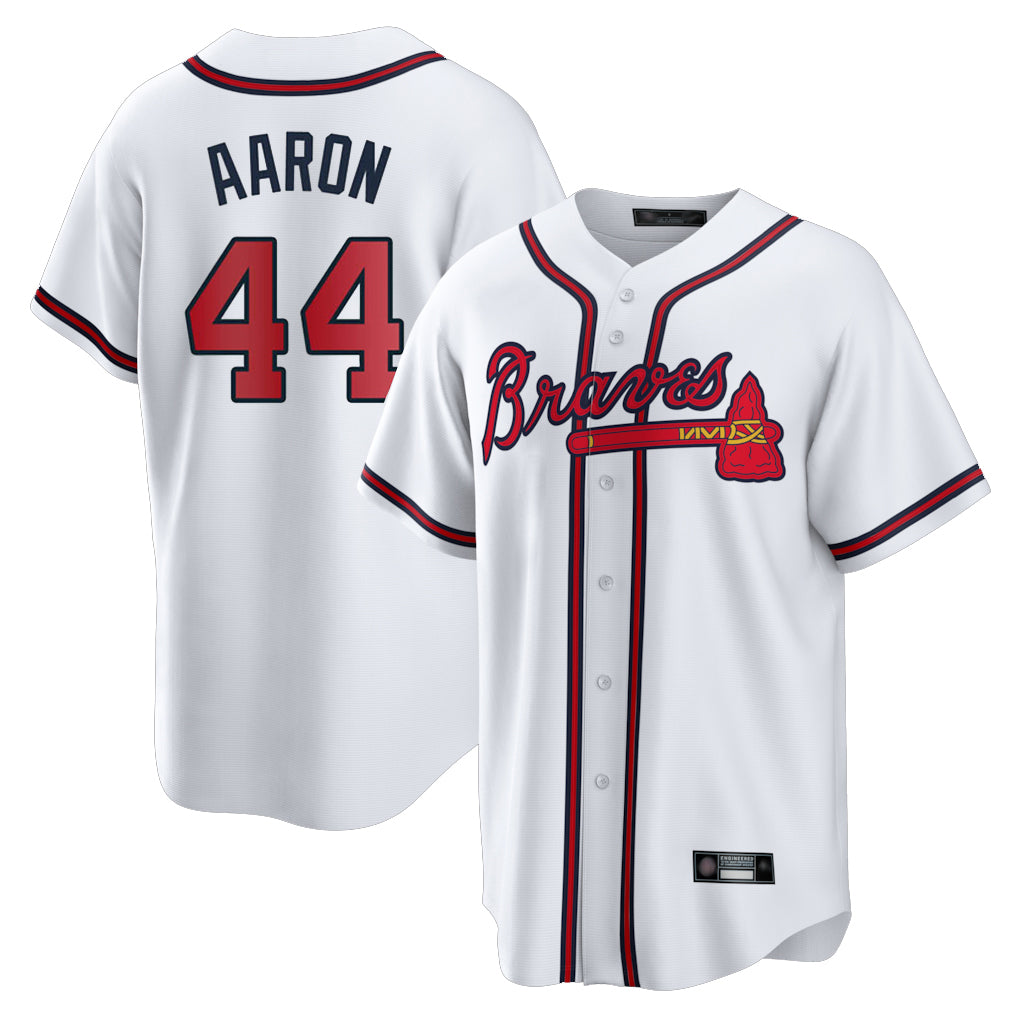 Atlanta Braves #44 Hank Aaron Player White Fedasgoge Home Game Stitched Jerseys