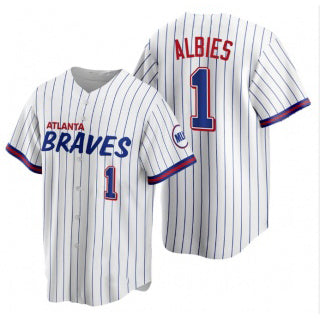 Atlanta Braves #1 Ozzie Albies White FOULKSSHOP 2021 City Connect Stitched Jersey