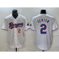Texas Rangers #2 Marcus Semien Number White Fedasgoge 2023 World Series Champions Cool Base Jerseys