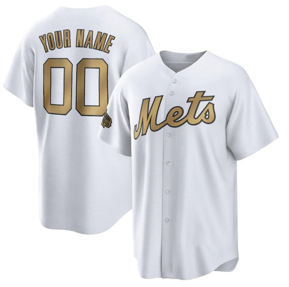 Custom New York Mets Active Player White Fedasgoge 2022 All-Star Cool Base Stitched Jersey