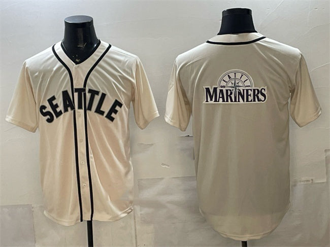 Seattle Mariners Team Big Logo Cream Fedasgoge Alternate Stitched Jersey