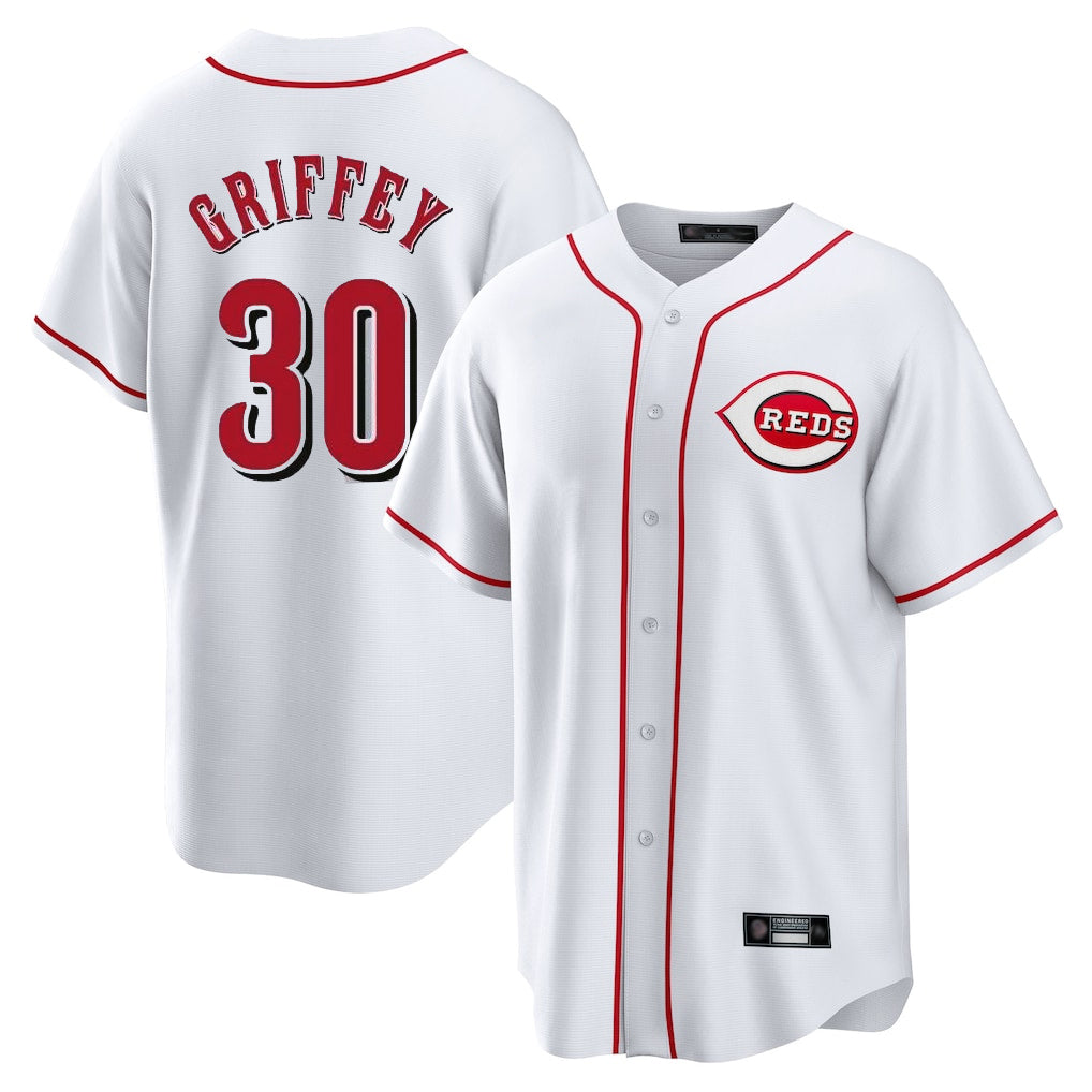 Cincinnati Reds #30 Ken Griffey Player White Fedasgoge Game Home Stitched Jerseys