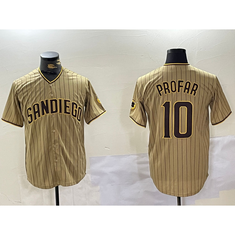 San Diego Padres #10 Jurickson Profar Khaki Fedasgoge Team Logo Cool Base Jersey 2