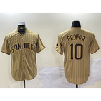 San Diego Padres #10 Jurickson Profar Khaki Fedasgoge Team Logo Cool Base Jersey 2