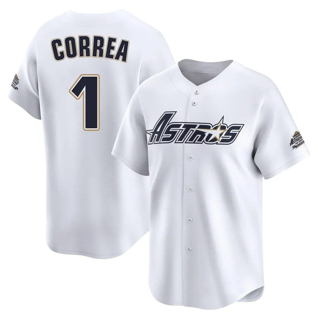 Houston Astros #1 Carlos Correa Player White Fedasgoge Throwback Cooperstown Collection Limited Stitched Jerseys