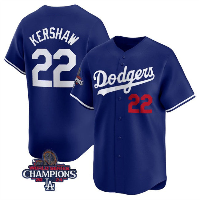 Los Angeles Dodgers #22 Clayton Kershaw Royal Fedasgoge 2024 World Series Champions Alternate Limited Stitched Jersey