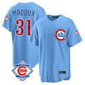 Chicago Cubs #31 Greg Maddux Player Light Blue Fedasgoge 150th Anniversary Home Game Stitched Jerseys