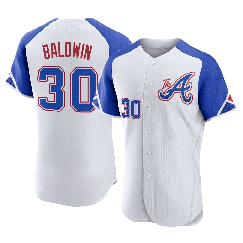 Atlanta Braves #30 Drake Baldwin Player White Fedasgoge City Connect Limited Elite Home Game Stitched Jerseys