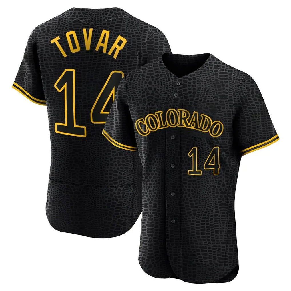 Colorado Rockies #14 Ezequiel Tovar Player Black Fedasgoge Snake Skin City Limited Elite Home Stitched Jerseys
