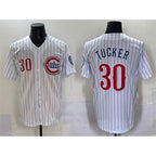 Chicago Cubs #30 Kyle Tucker White Fedasgoge Pinstripe 2nd Alternate Limited Stitched Jersey