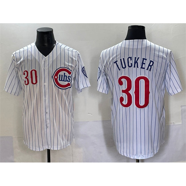 Chicago Cubs #30 Kyle Tucker White Fedasgoge Pinstripe 2nd Alternate Limited Stitched Jersey