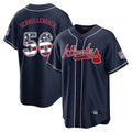 Atlanta Braves #56 Spencer Schwellenbach Player Navy Fedasgoge USA 250 Fourth Of July Limited Home Game Stitched Jerseys