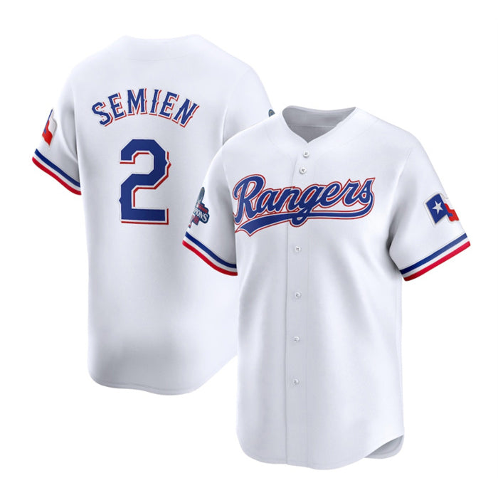 Texas Rangers #2 Marcus Semien White Fedasgoge 2023 World Series Champions Stitched Jersey
