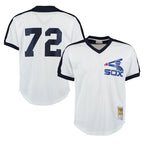 Chicago White Sox #72 Carlton Fisk Player White Fedasgoge Mitchell & Ness Cooperstown Collection Mesh Game Stitched Jerseys