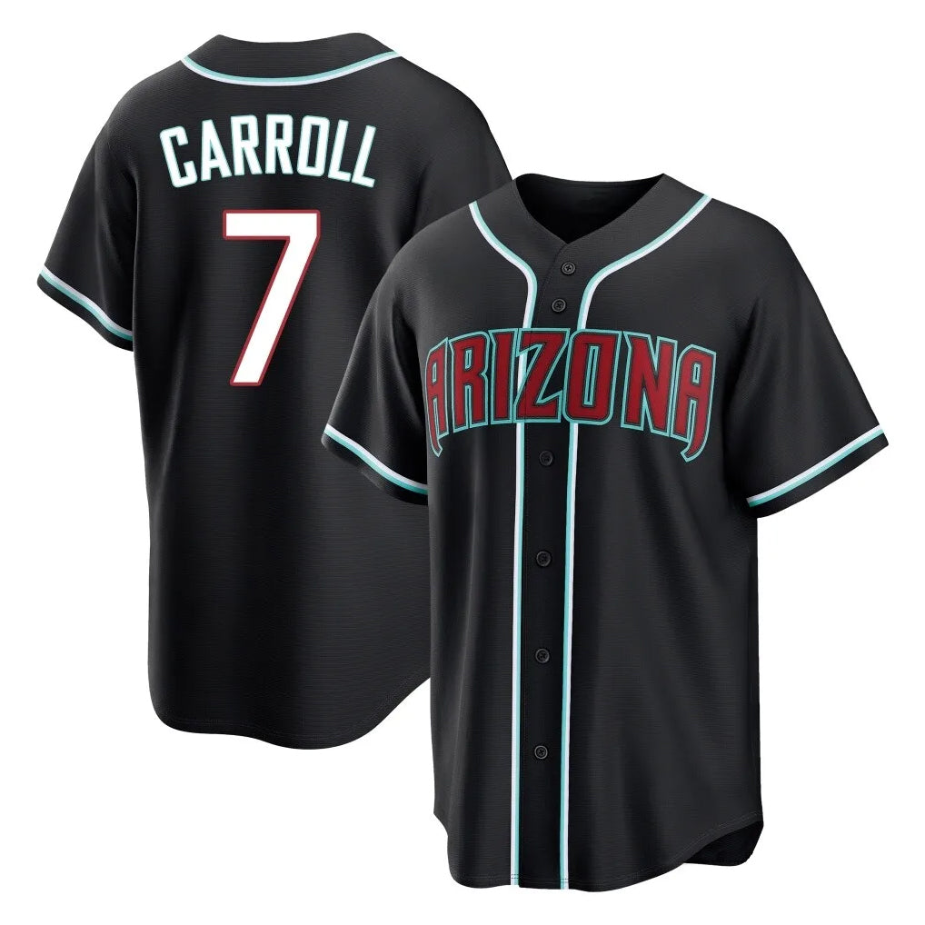 Arizona Diamondbacks #7 Corbin Carroll Player Black Fedasgoge Fashion Out Home Game Stitched Jerseys