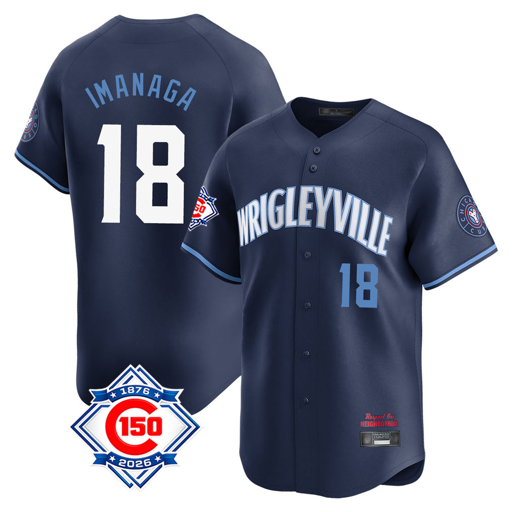 Chicago Cubs #18 Shota Imanaga Player Navy Fedasgoge City Connect 150th Anniversary Limited Home Stitched Jerseys