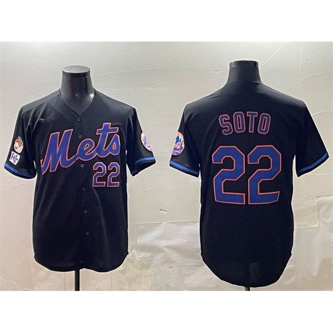 New York Mets #22 Juan Soto Black Fedasgoge 2025 Spring Training Cool Base Stitched Jersey