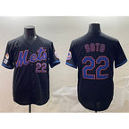 New York Mets #22 Juan Soto Black Fedasgoge 2025 Spring Training Cool Base Stitched Jersey