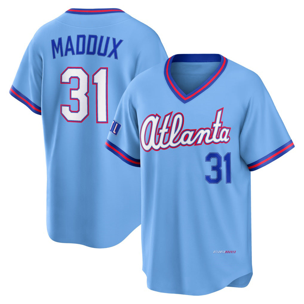 Atlanta Braves #31 Greg Maddux Powder Blue Fedasgoge 2026 City Connect Stadium Jersey