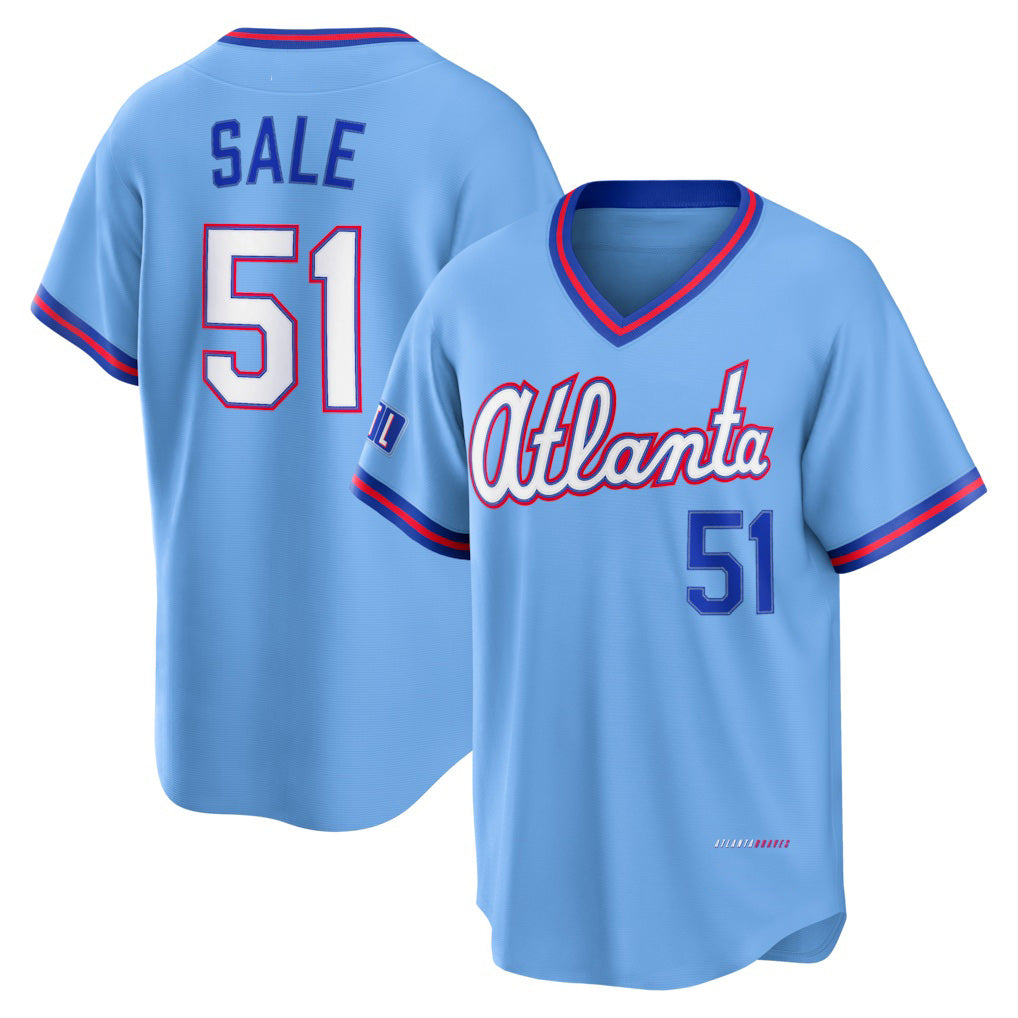 Atlanta Braves #51 Chris Sale Powder Blue FOULKSSHOP 2026 City Connect Stadium Jersey