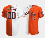 Custom Houston Astros Orange and White Fedasgoge Split Stitched Jersey