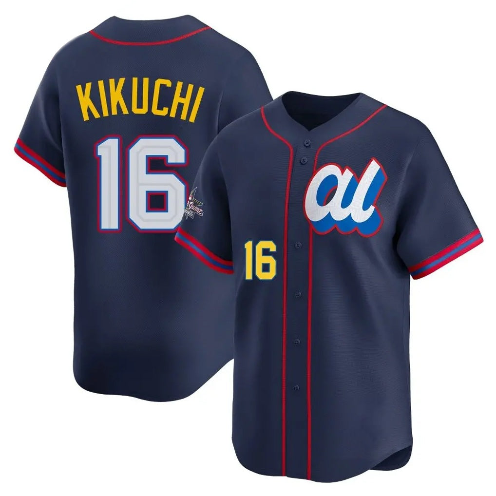 Los Angeles Angels #16 Yusei Kikuchi Player Navy Fedasgoge Limited American League All-Star Edition Stitched Jerseys