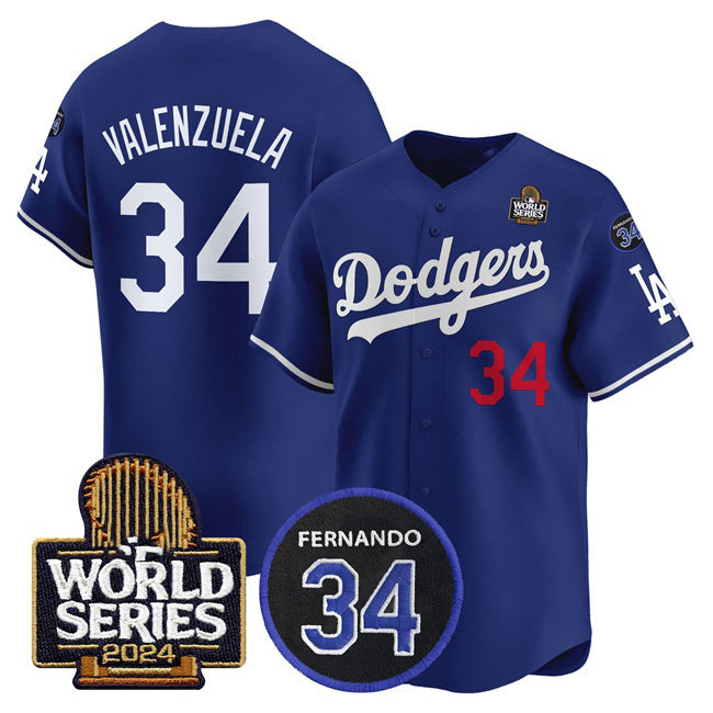 Los Angeles Dodgers #34 Toro Valenzuela Royal Fedasgoge 2024 World Series With Fernando Memorial Patch Limited Stitched Jersey