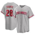 Cincinnati Reds #28 Eugenio Su¨¢rez Player Gray Fedasgoge Home Game Stitched Jerseys