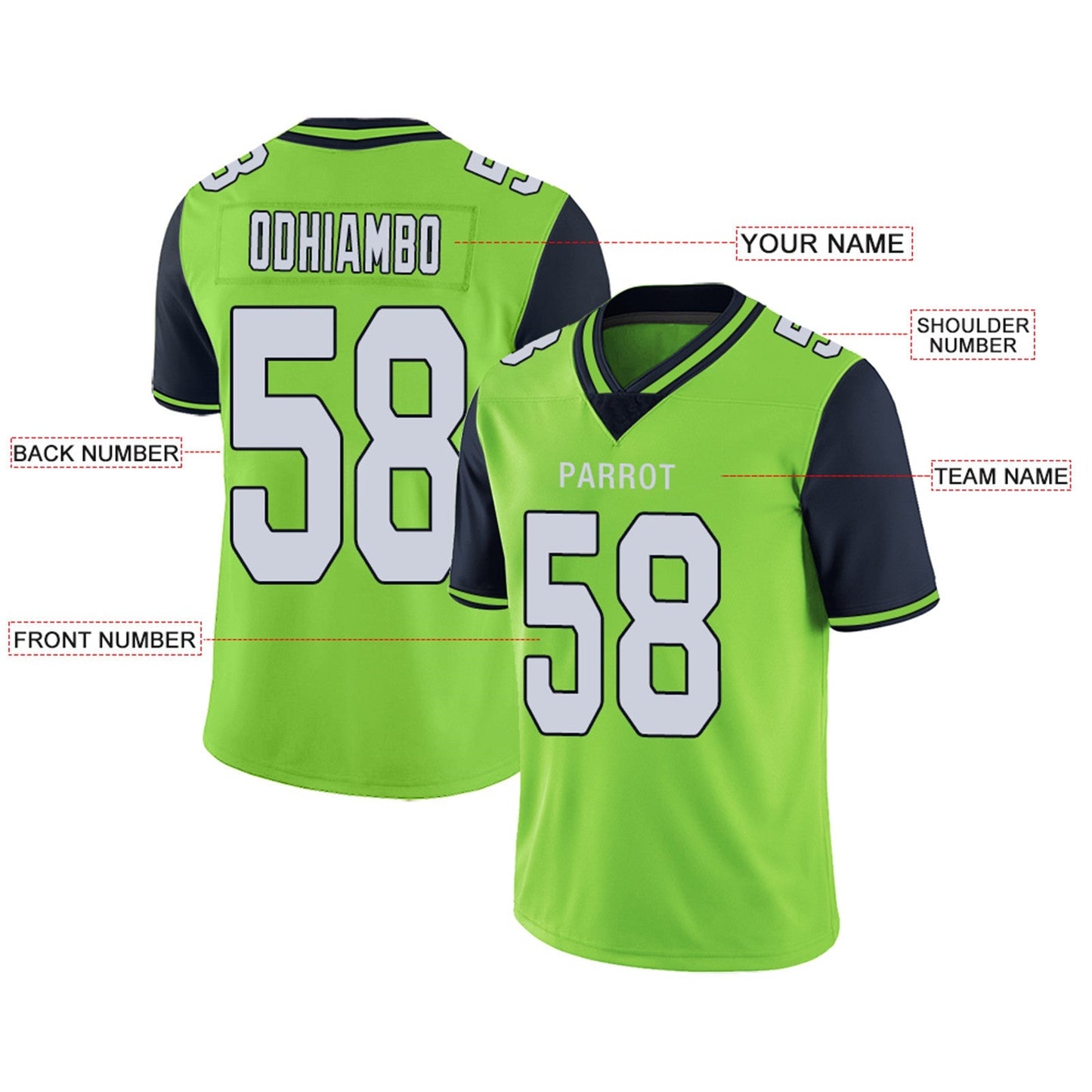 Custom Football Jerseys Team Player or Personalized Design Your Own Name for Men's Women's Youth Jerseys Navy
