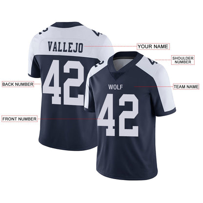 Custom Football Jerseys Team Player or Personalized Design Your Own Name for Men's Women's Youth Jerseys Navy