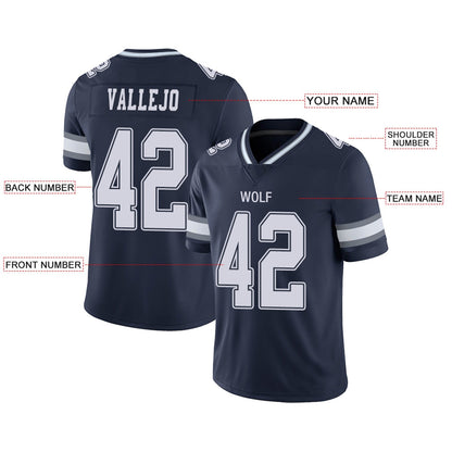 Custom Football Jerseys Team Player or Personalized Design Your Own Name for Men's Women's Youth Jerseys Navy