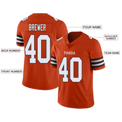Custom Football Jersey Team Player or Personalized Design Your Own Name for Men's Women's Youth Jerseys Brown