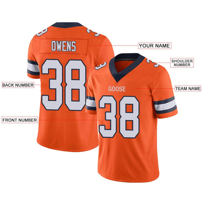 Custom Football Jerseys Team Player or Personalized Design Your Own Name for Men's Women's Youth Jerseys Orange