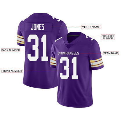 Custom Football Jerseys Team Player or Personalized Design Your Own Name for Men's Women's Youth Jerseys Purple